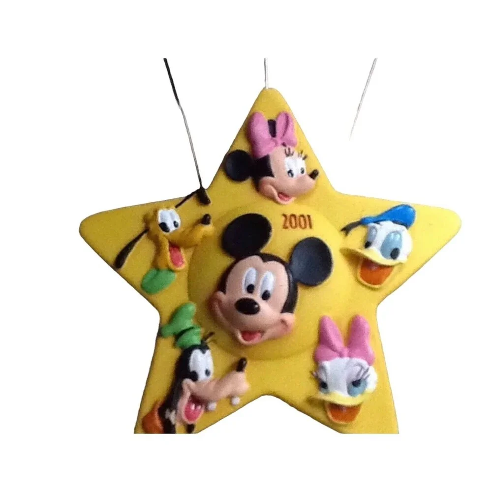 1928-2001 Disney Hallmark Yellow Star Card Holder Mickey Goofy Pluto Donald